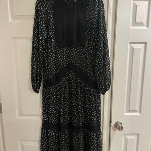 River Island Long Sleeve Smocked Maxi Dress